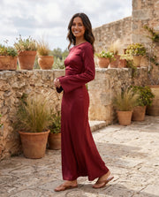 Figure-Hugging Maxi with Bell Sleeves