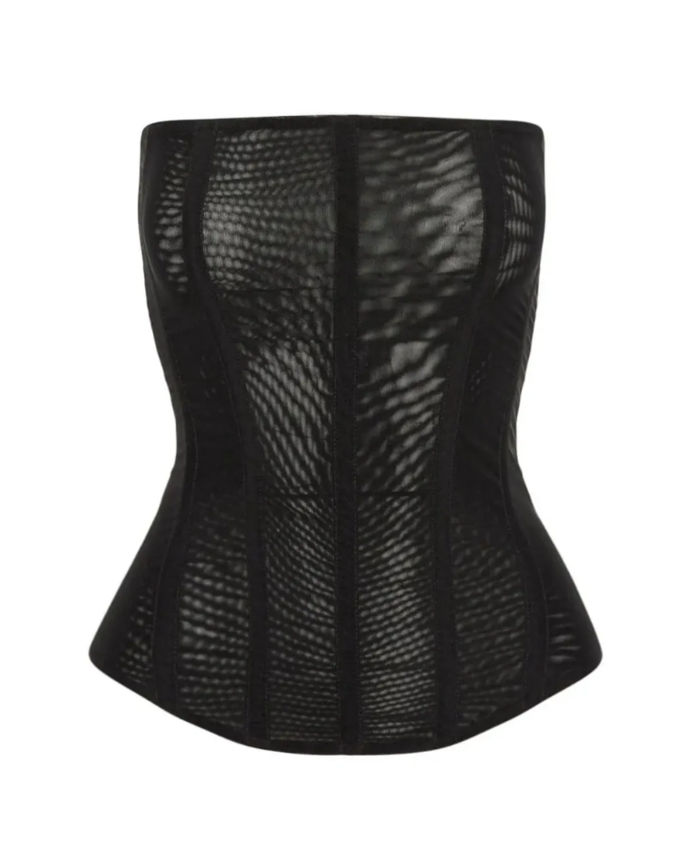 Strapless Corset Top Style Evening Wear Mesh