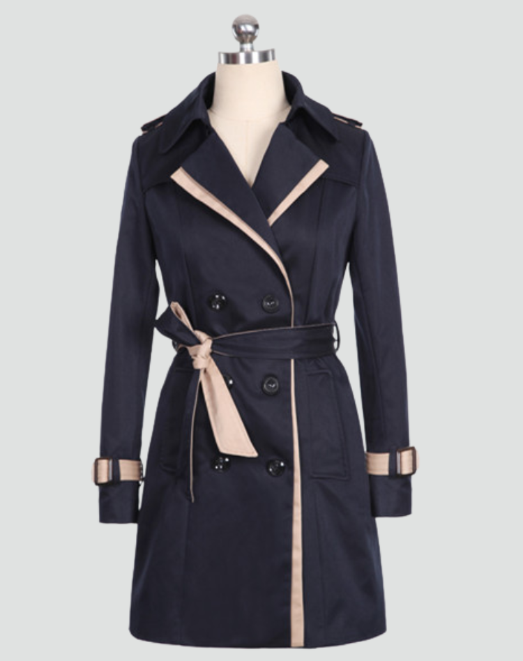 Women's Water-Repellent Trench Jacket with Belted Waist Detail