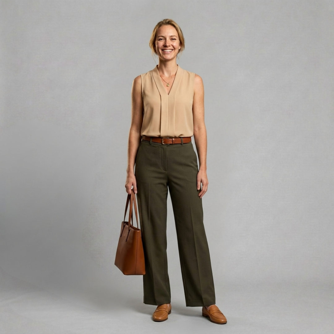 V-Neck Sleeveless Blouse in Lightweight Fabric