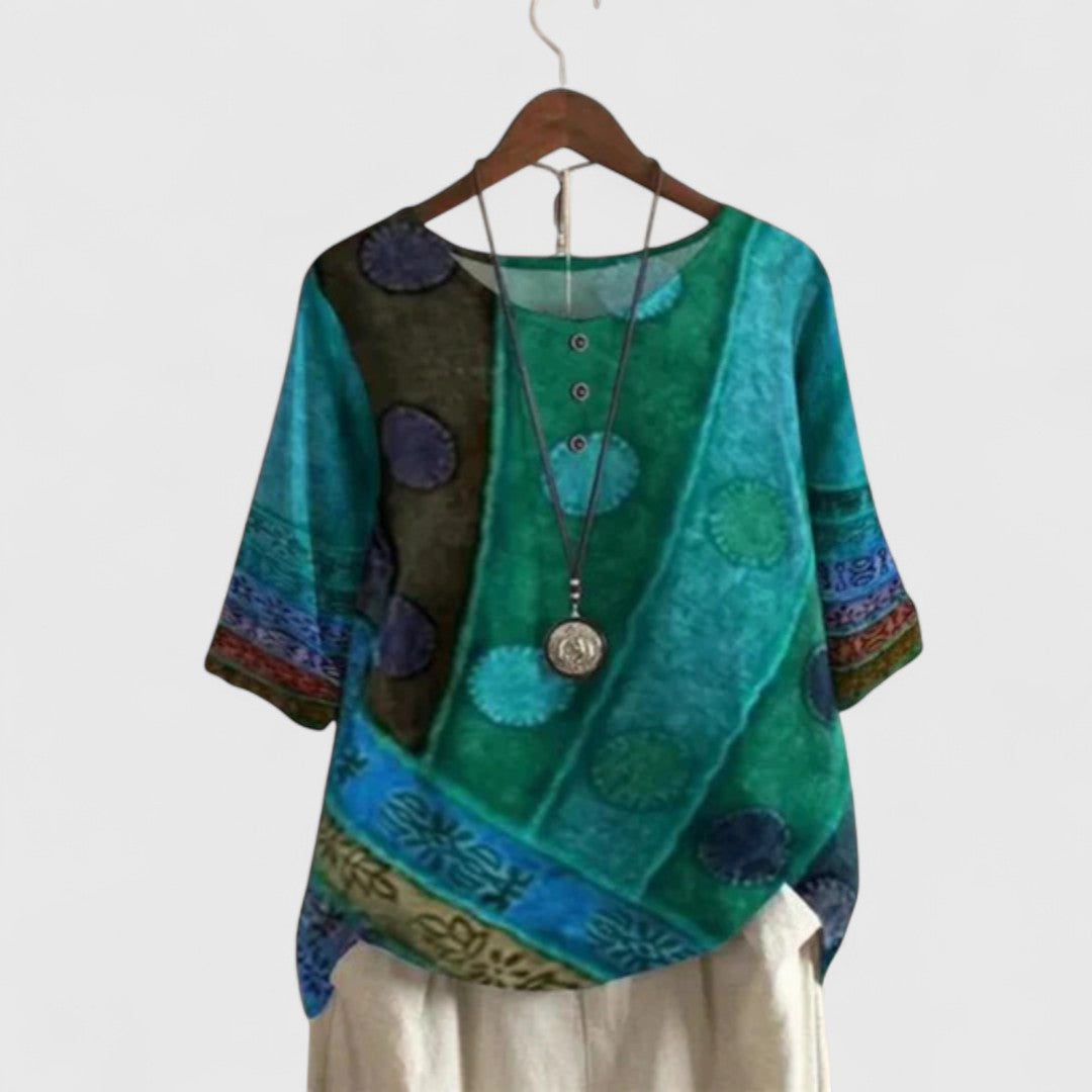 Patchwork Buttoned Top