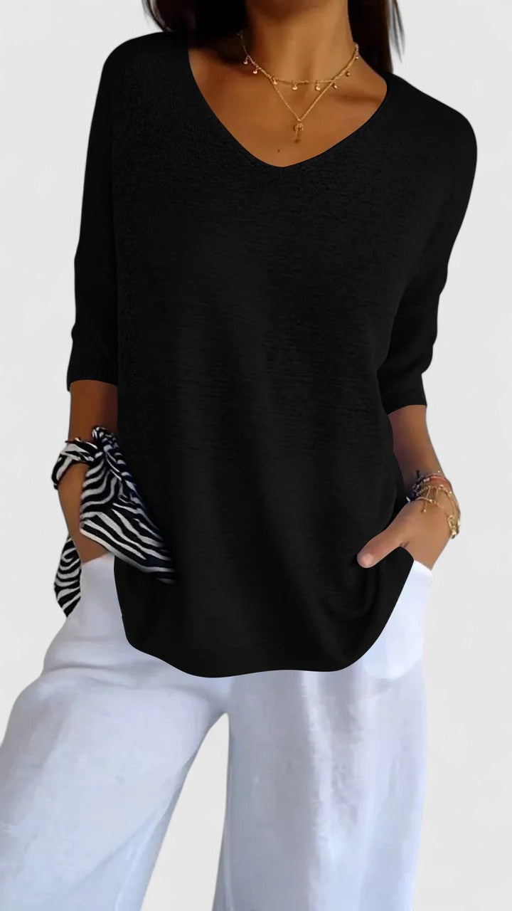 V-Neck Lightweight Knit Top
