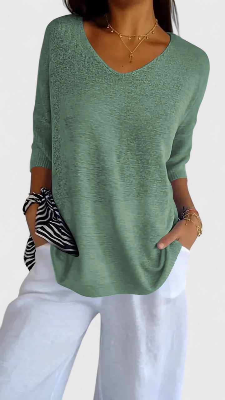 V-Neck Lightweight Knit Top