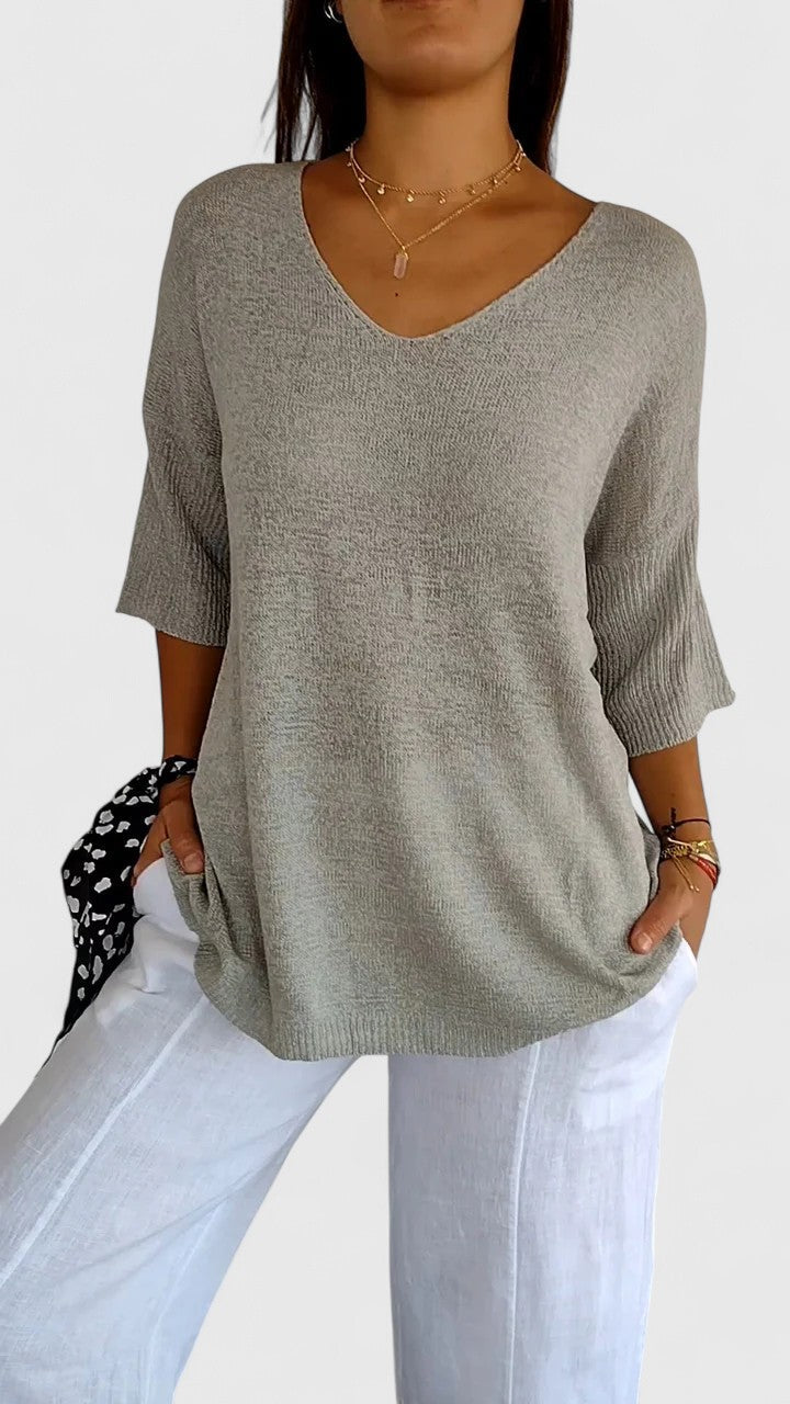 V-Neck Lightweight Knit Top