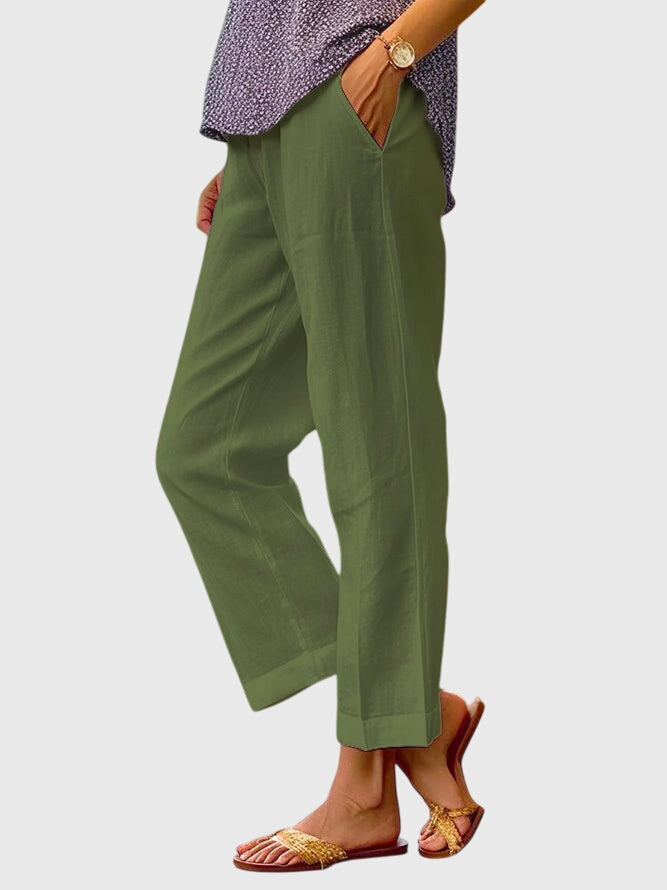 Linen Straight-Leg Pants