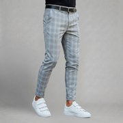 Check Pattern Trousers with Slim Fit