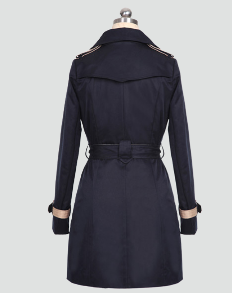 Women's Water-Repellent Trench Jacket with Belted Waist Detail