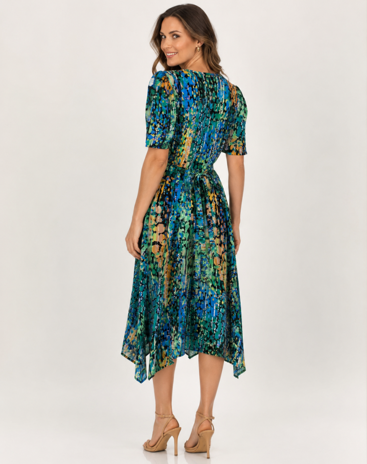 Short Sleeve V-Neck Dress Printed Casual Wear Breathable Summer