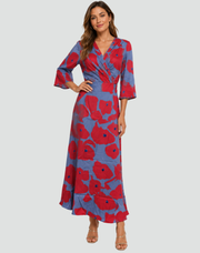 Floral V-Neck Maxi Dress Wedding Guest