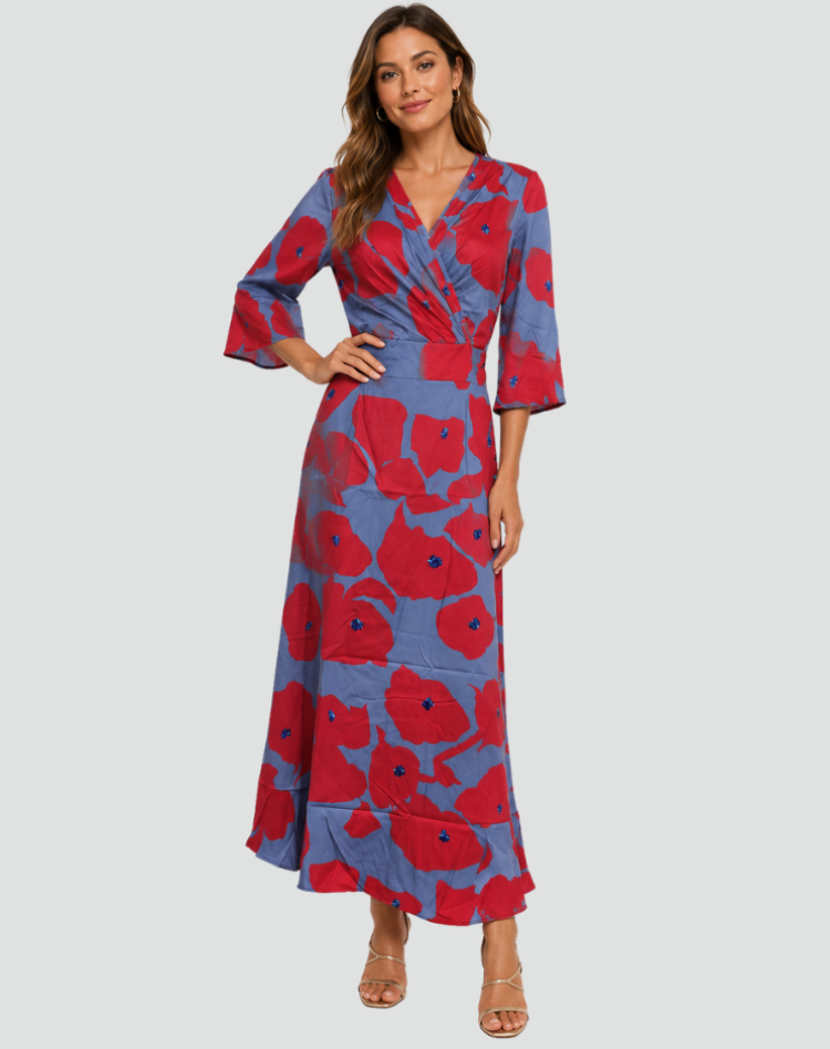 Floral V-Neck Maxi Dress Wedding Guest