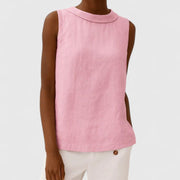 Roll Collar Sleeveless Top