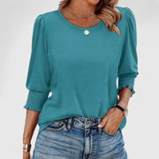 Relaxed Smocked Sleeve Top Design Everyday Casual Wear