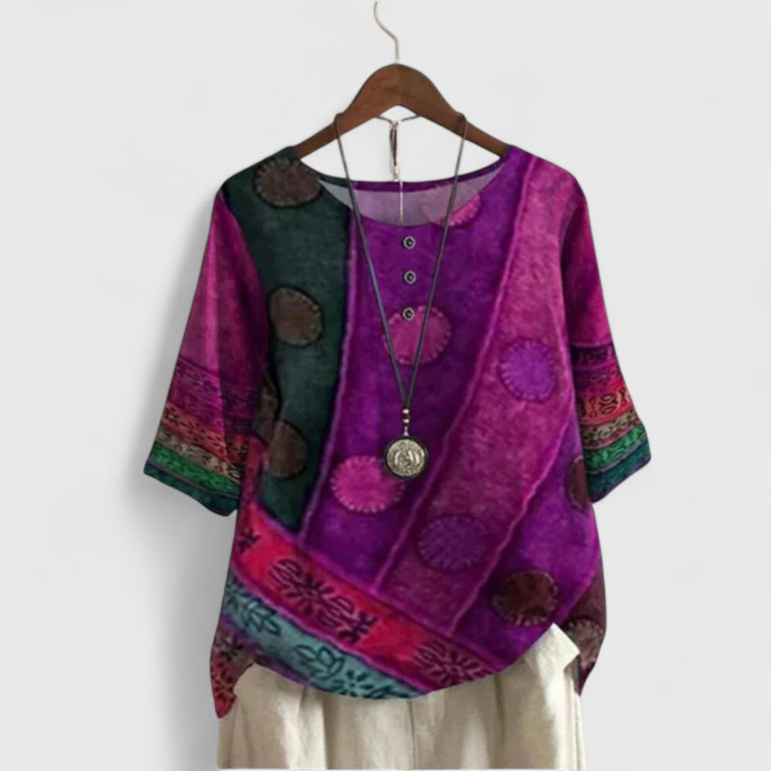Patchwork Buttoned Top