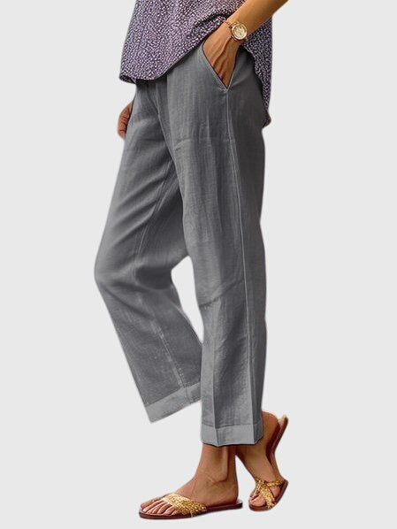 Linen Straight-Leg Pants