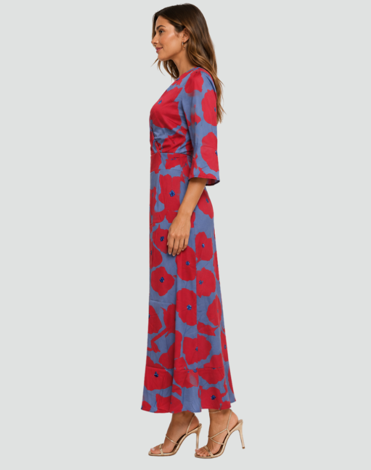 Floral V-Neck Maxi Dress Wedding Guest