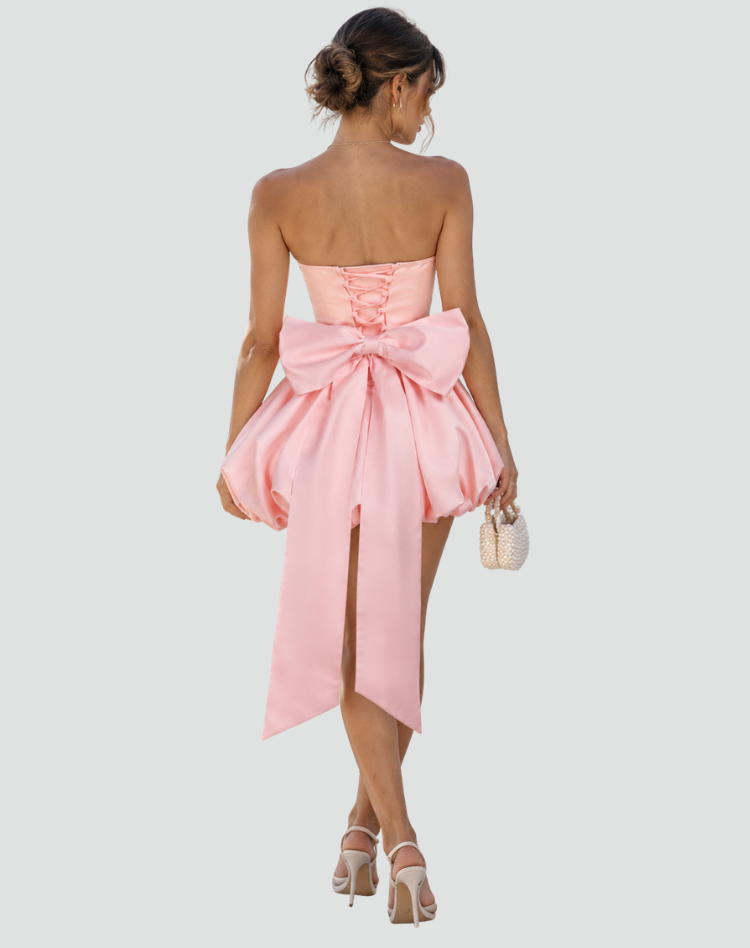 Oversized Bow Strapless Mini Dress