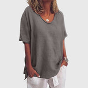 Relaxed Scoop Neck Linen Top