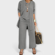 Smooth Three-Piece Set with Cardigan