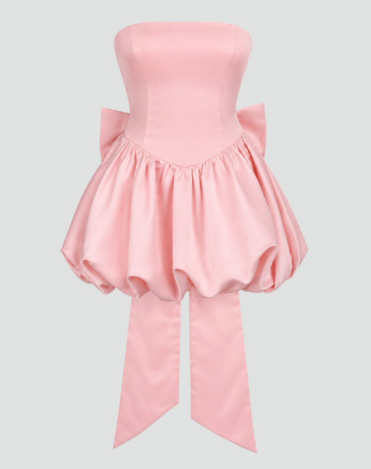 Oversized Bow Strapless Mini Dress