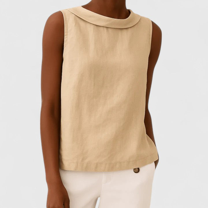 Roll Collar Sleeveless Top