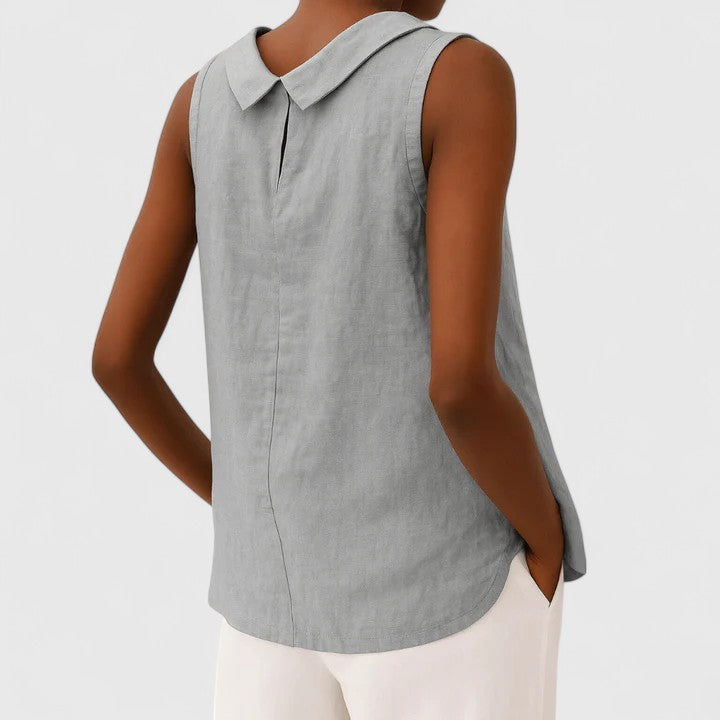 Roll Collar Sleeveless Top