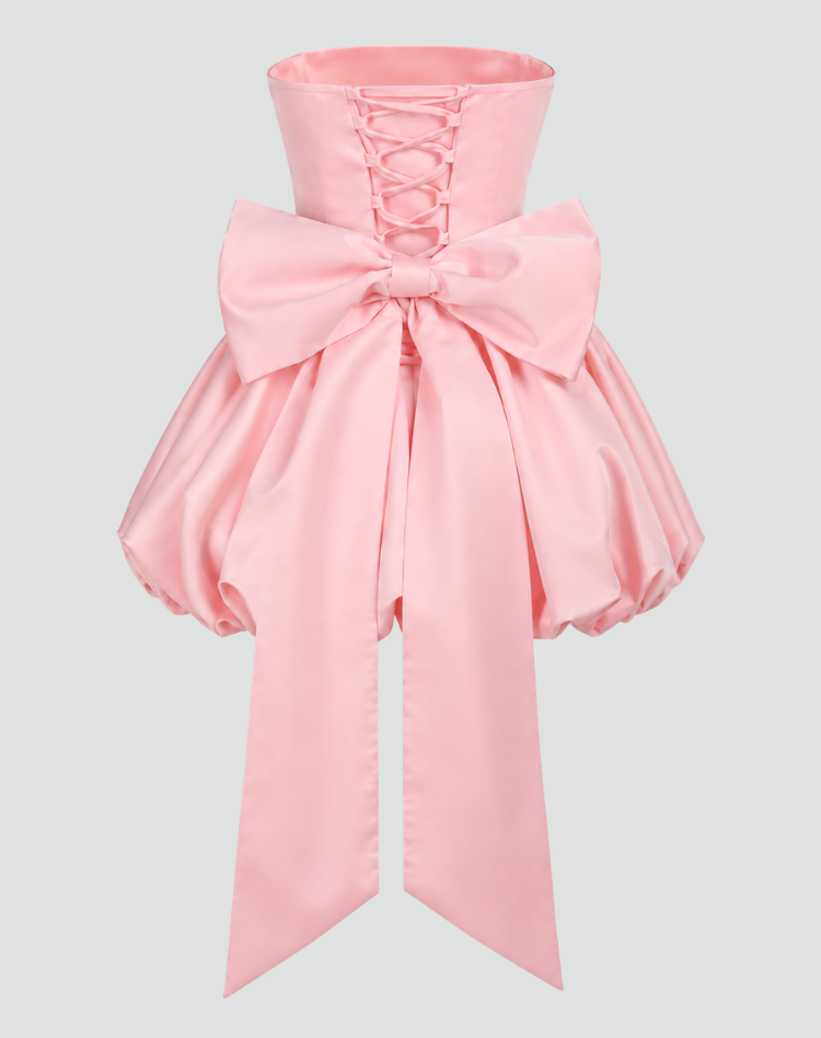 Oversized Bow Strapless Mini Dress
