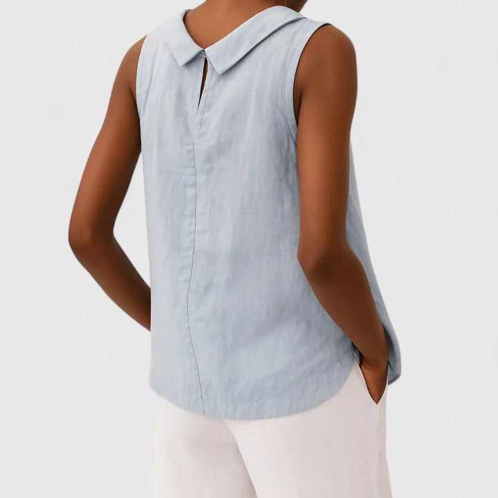 Roll Collar Sleeveless Top