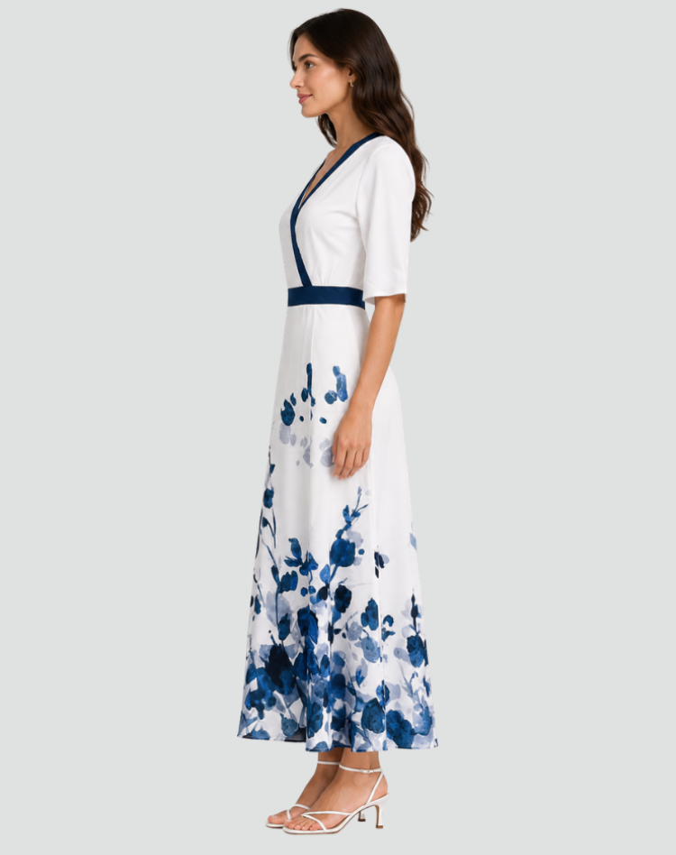 Floral V-Neck Maxi Dress Wedding Guest