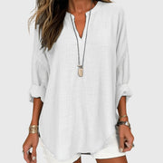 Relaxed Long Sleeve V-Neck Shirt Breathable Beach