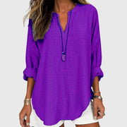 Relaxed Long Sleeve V-Neck Shirt Breathable Beach