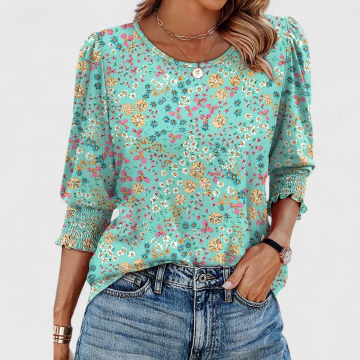Relaxed Smocked Sleeve Top