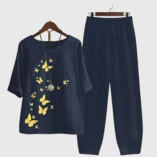 Butterfly Print Two Piece Set