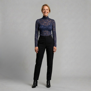 Fitted Lace Top with High Neckline