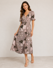 Short Sleeve V-Neck Dress Printed Casual Wear Breathable Summer