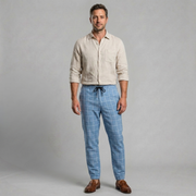 Elastic Waist Check Tapered Trousers