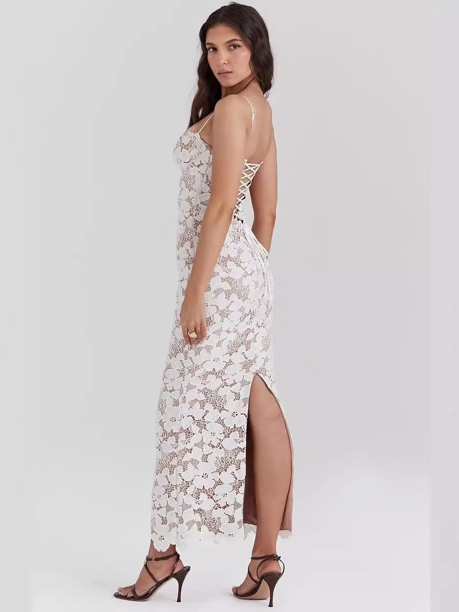 Keyhole Neckline Chiffon Mini Dress