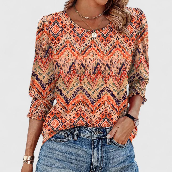 Relaxed Smocked Sleeve Top