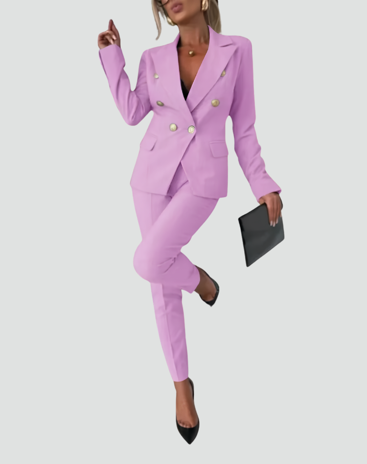Double-Breasted Blazer Suit Set