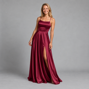 Square Neck Satin Maxi Dress