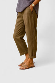 Relaxed Linen Crop Pants Pockets Breathable Lightweight Summer