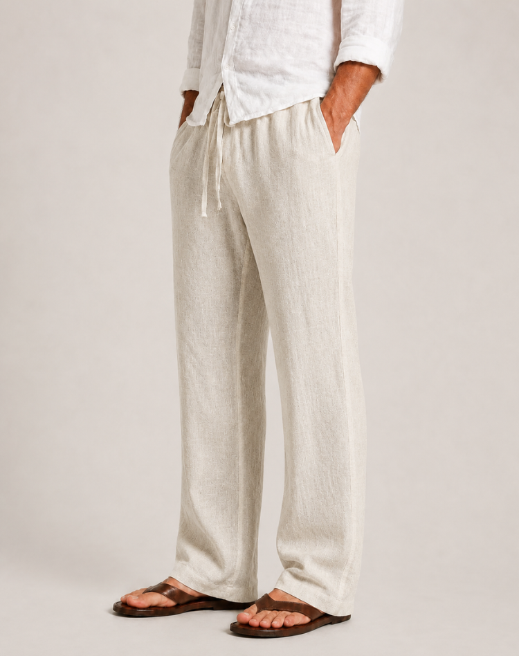 Men's Linen Cotton Pants for Relaxed Fit and Summer Comfort