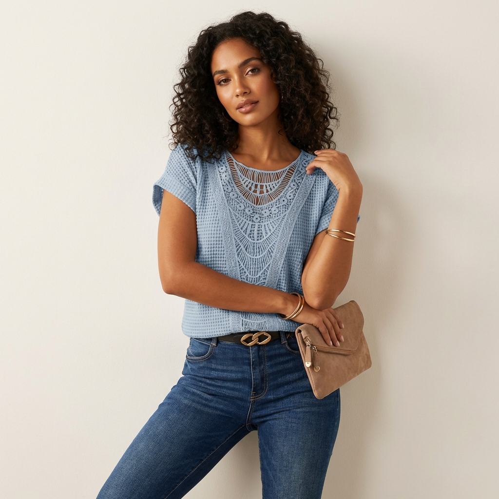 Lace Detail Round Neck Top