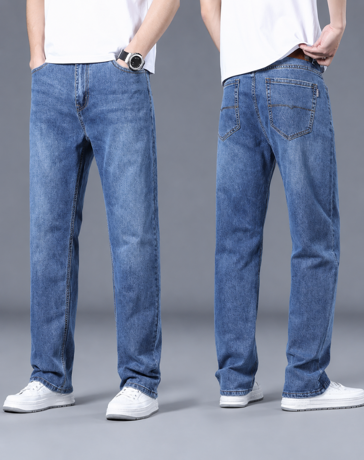 Men's Stretch Comfort Jeans for a Relaxed Fit and Trendy Wide Leg Style