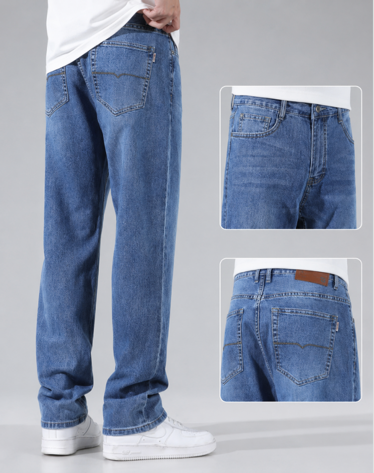 Men's Stretch Comfort Jeans for a Relaxed Fit and Trendy Wide Leg Style
