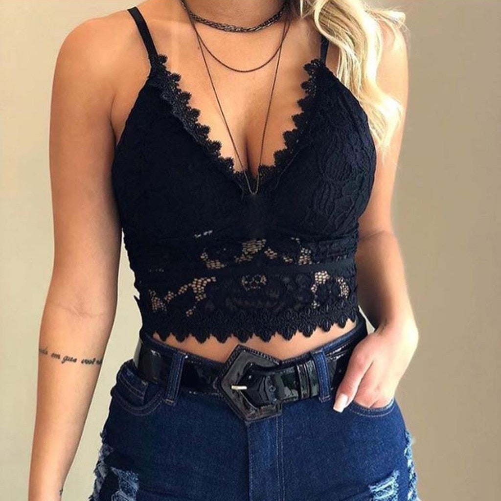 Lace V-Neck Crop Top
