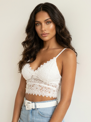 Lace V-Neck Crop Top Adjustable
