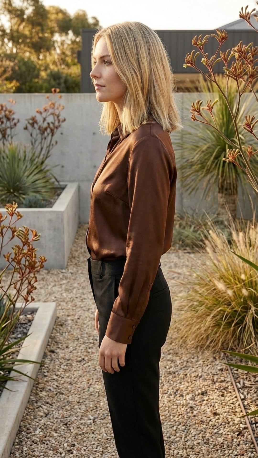 Satin Long Sleeve Blouse