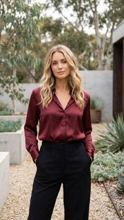 Satin Long Sleeve Blouse