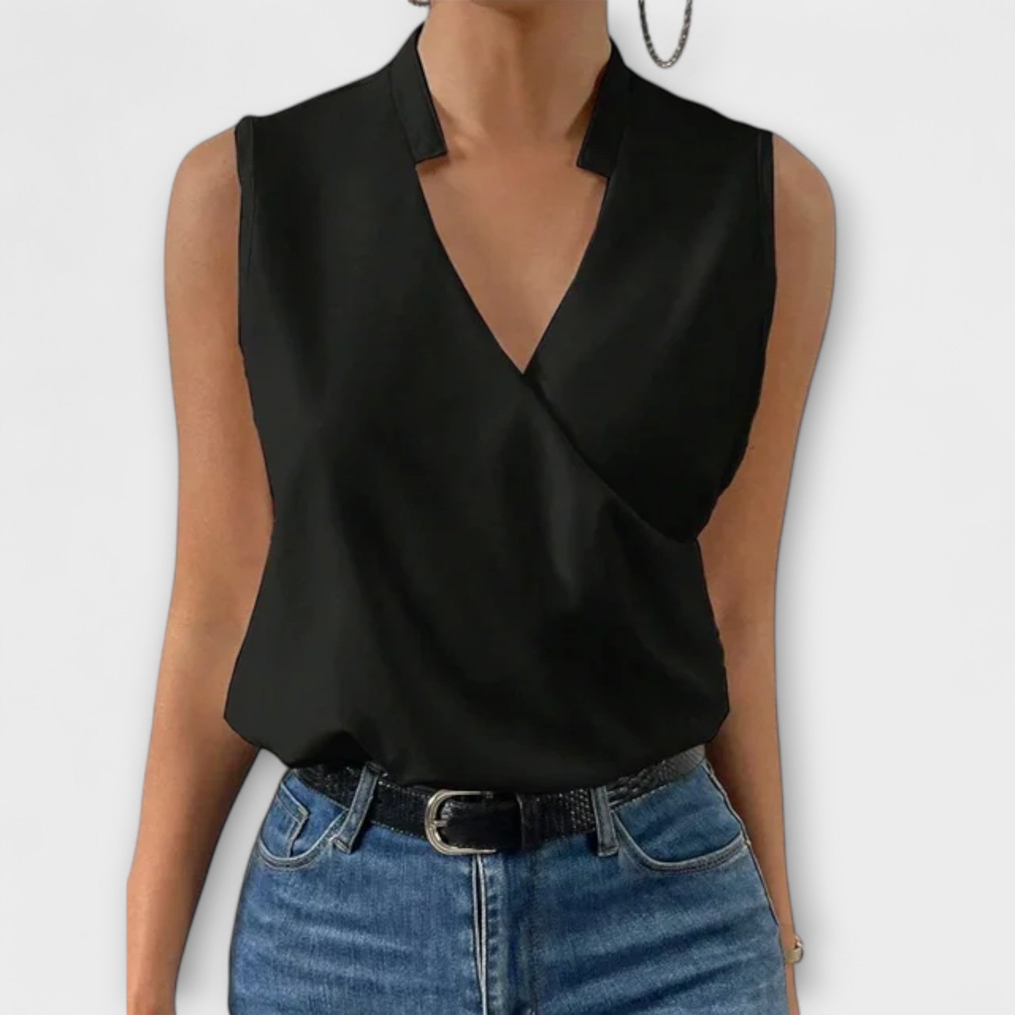 V-Neck Sleeveless Wrap Top