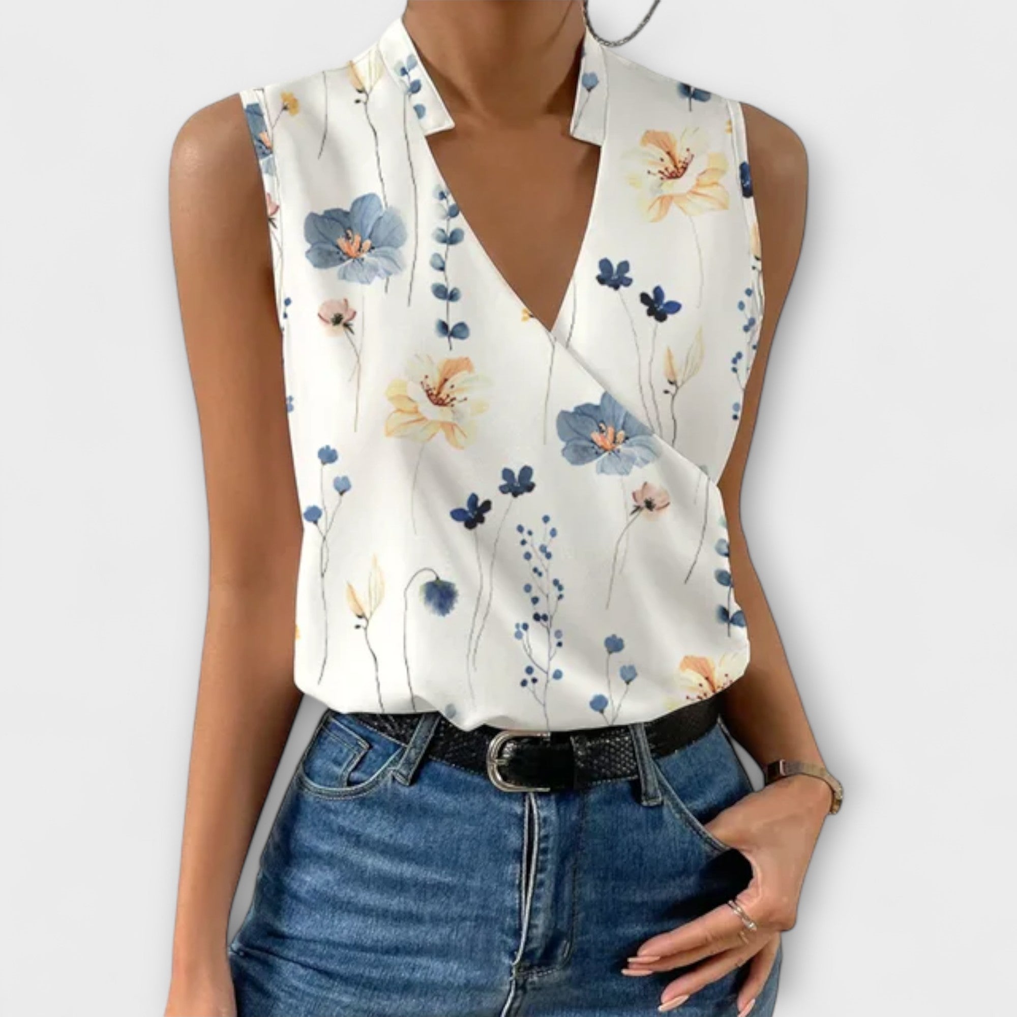 V-Neck Sleeveless Wrap Top